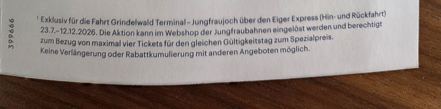 Gutscheine: Jungfraujoch Rabattgutschein  – Neu (gemäss Beschreibung) aus Wiesendangen von Sinhuk 4