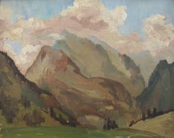 Hans Grundlehner (1908-1994) - Berglandschaft - Ölmalerei