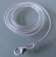 Rhodinierte Silber 925 Schlangen Halskette 42 cm / 1,0 mm