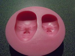 Silikonform 2 Gesichter / rund / rosa