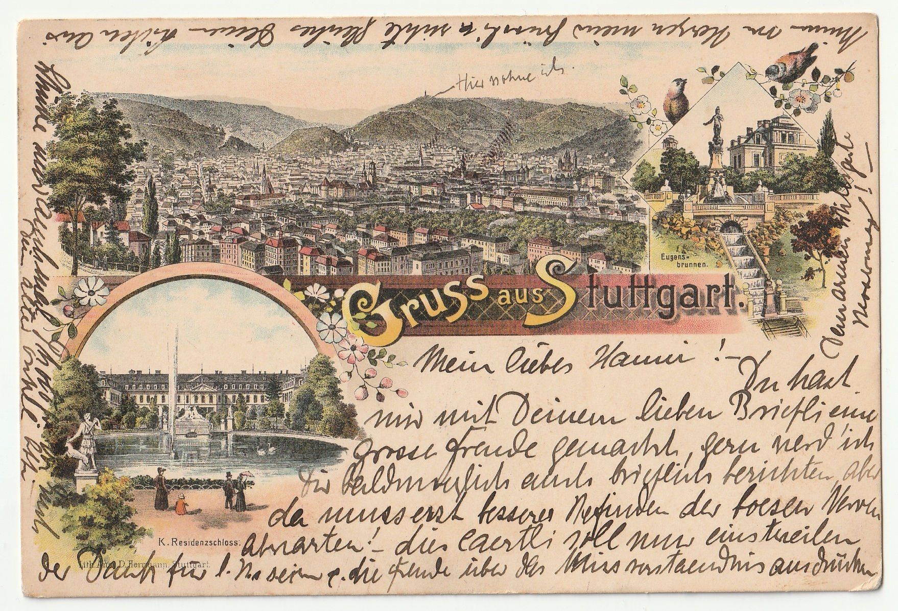 Cartoline postali: Postkarte 1901 Stuttgart - nach Zofingen – Usato da Basel venduto da chrisKB