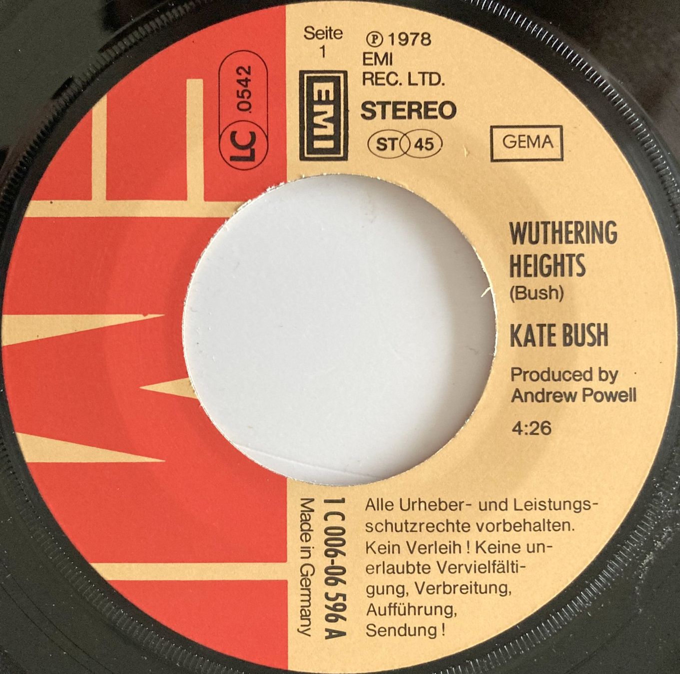Schallplatten: KATE BUSH - WUTHERING HEIGHTS – Gebraucht aus Bottens von hotter-than-hell 2