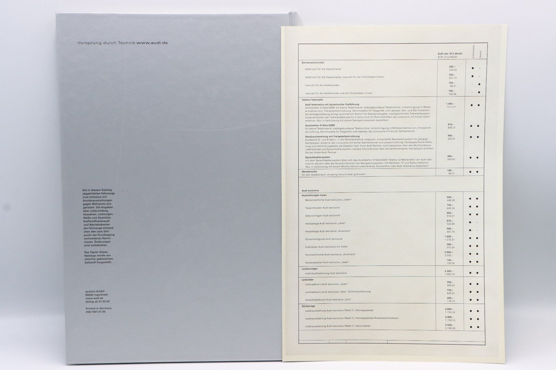 Audi Documenti: Audi RS6 C5 2000 Hardcover Prospekt + Preisliste – Usato da Bühl b.Aarberg venduto da Collectorpassions 1
