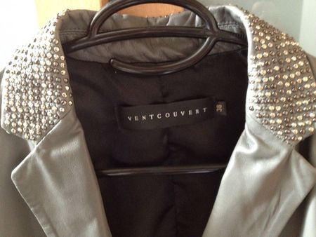 Blazer veste en cuir gris et strass Ventcouvert 34
