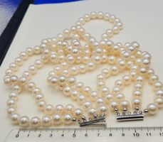 Massiv Perlen Collier Mit 18 Karat 750 WG Verschluss
