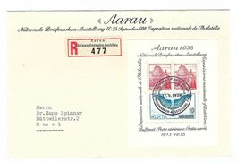 Aarau-Block auf R-Brief nach Basel 1938 kx