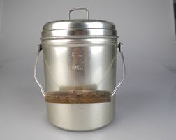 Milchkesseli / Milchkanne 3L mit Holzgriff (Vintage/Deko)