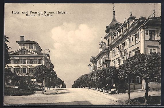 Cartoline postali: Heiden, Hotel und Pension Krone mit Depe – Usato da Berlin venduto da bartko-reher