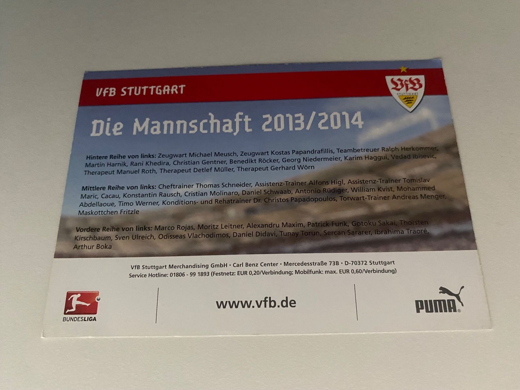 Autografi: Mannschaftskarte VfB Stuttgart Saison 2013/14 – Usato da Hergiswil LU venduto da FcMalkov 1