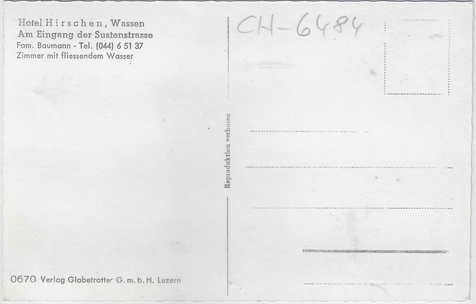 Cartoline postali: Wassen - Hotel Hirschen – Antico da Ettingen venduto da Kartenplanet 1