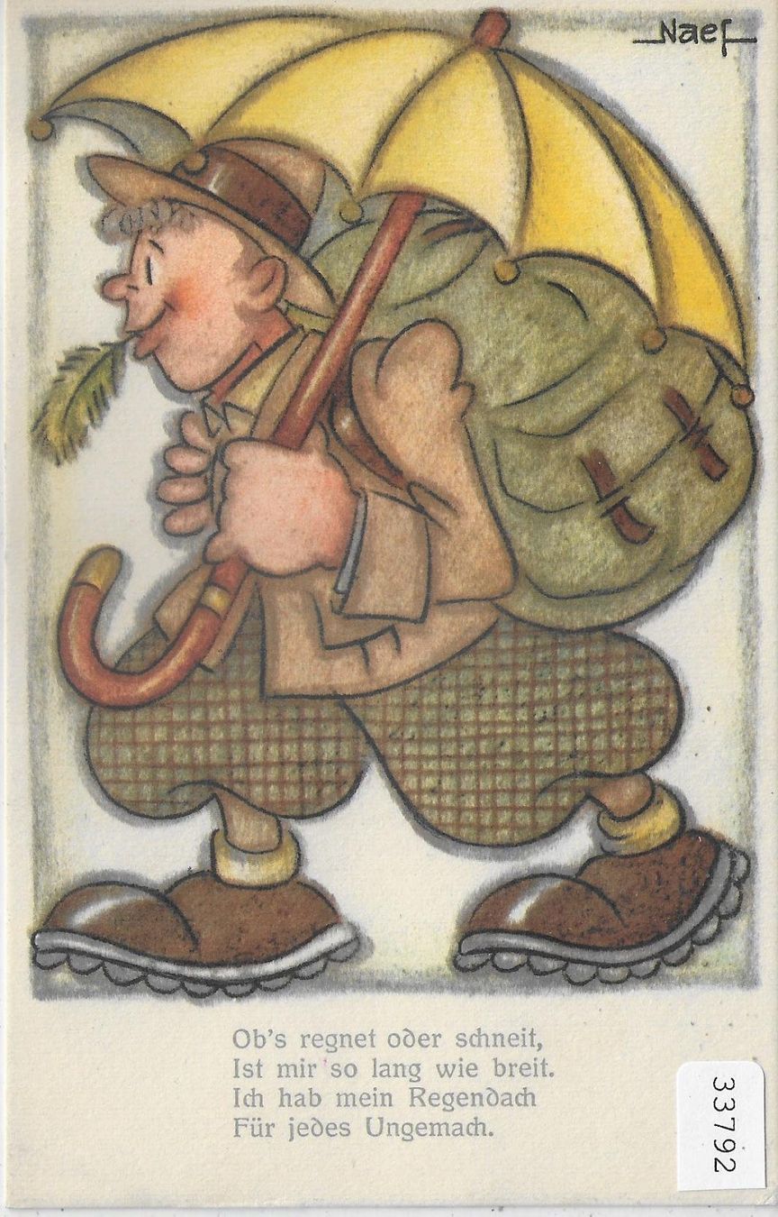Cartoline postali: Humor - Neaf - Ob's regnet oder schneit – Usato da Ettingen venduto da Kartenplanet
