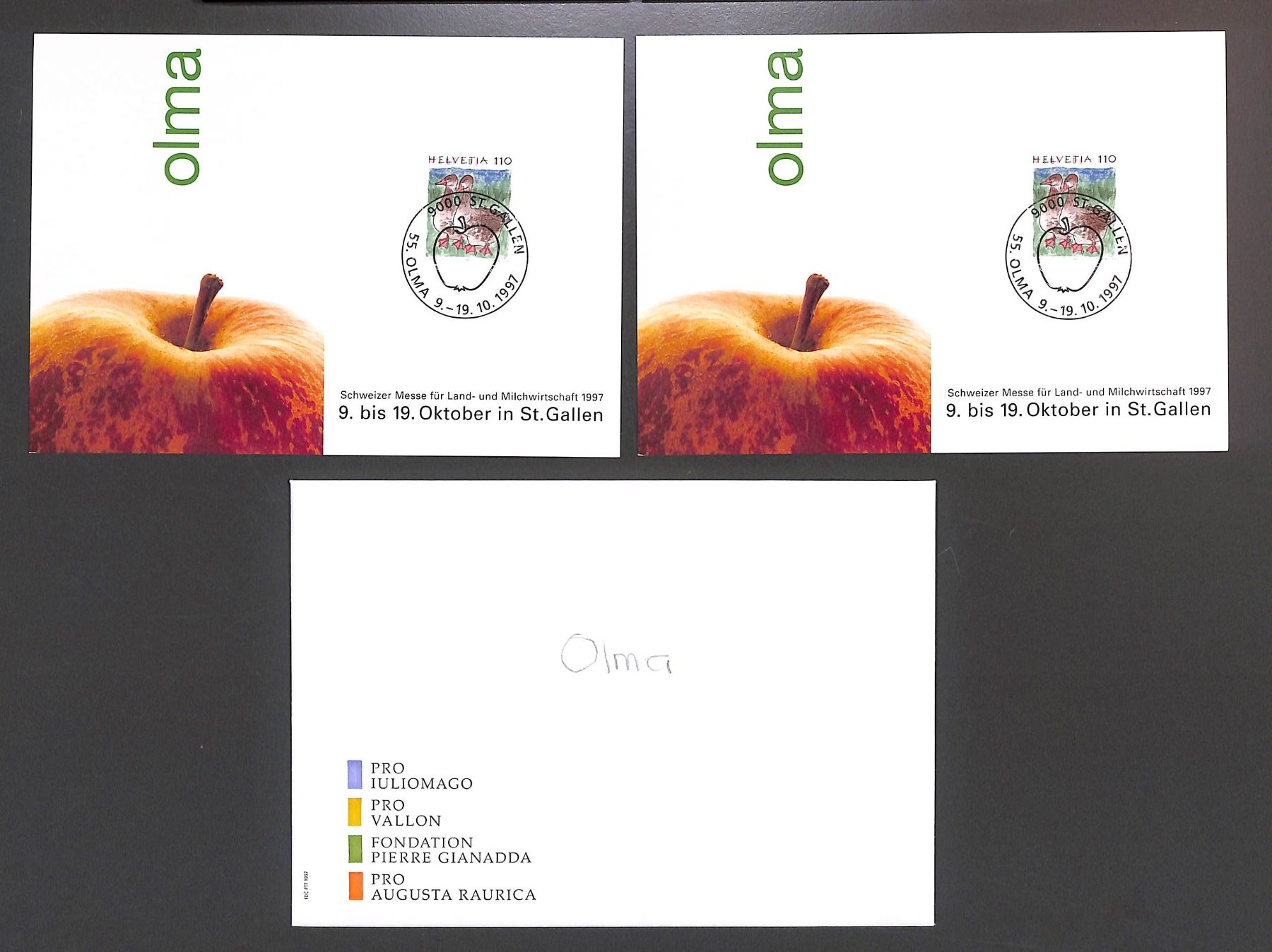 Tutti i francobolli: 1997 Maximumkarten OLMA ST. GALLEN – Usato da Zürich venduto da Nobs1
