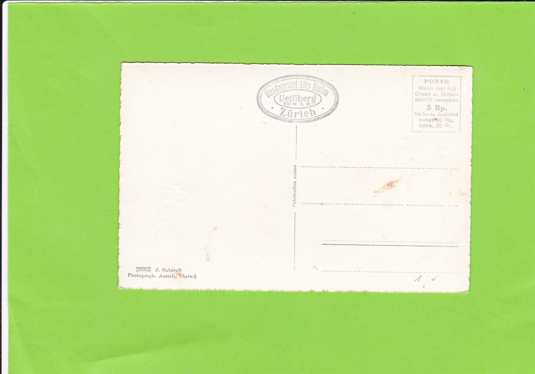 Cartoline postali: Berghaus Uto-Kulm Uetliberg – Usato da St. Peterzell venduto da neckertal 1