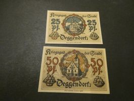 Dt. Reich, Deggendorf - 2 Notgeldscheine