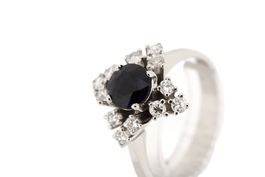 Saphir Brillant Ring 0.4ct VS/W in 18K Weissgold *S2240