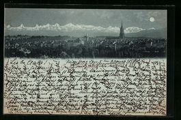 Mondschein-AK Bern, Totalansicht, 1898