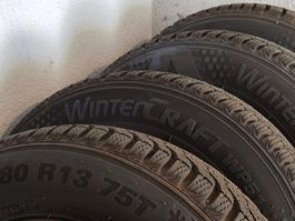 4 Roues avec pneux hiver quasi neufs (nov. 2025) 145/80 R13