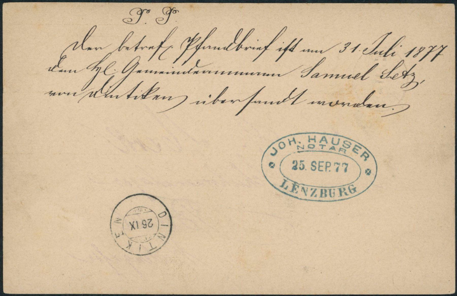 Alle Briefmarken: AG Dintikon - Zwergstempel - Karte – Gebraucht aus Schindellegi von leecollect