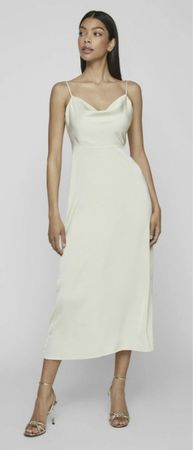 VILA Satin-Slipkleid Cremeweiß Maxi/Midi / NEU Gr. 38-M