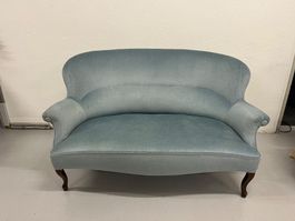 Hellblaues Samt Sofa Viktorianisch Queen Anne Sti ca um 1900