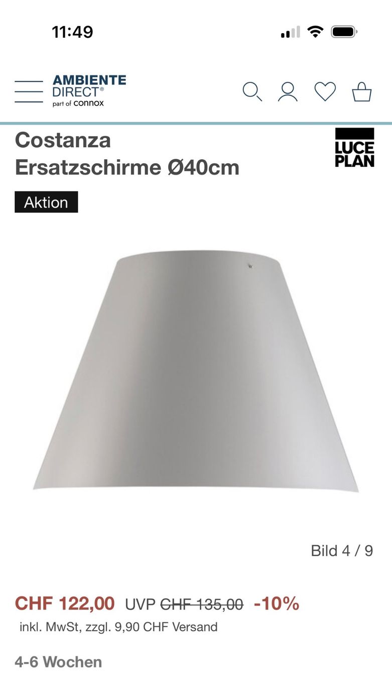 Luceplan Paralumi: Luce Plan Costanza Lampenschirm weiss – Nuovo (secondo la descrizione) da Zürich venduto da Secretwish007 1