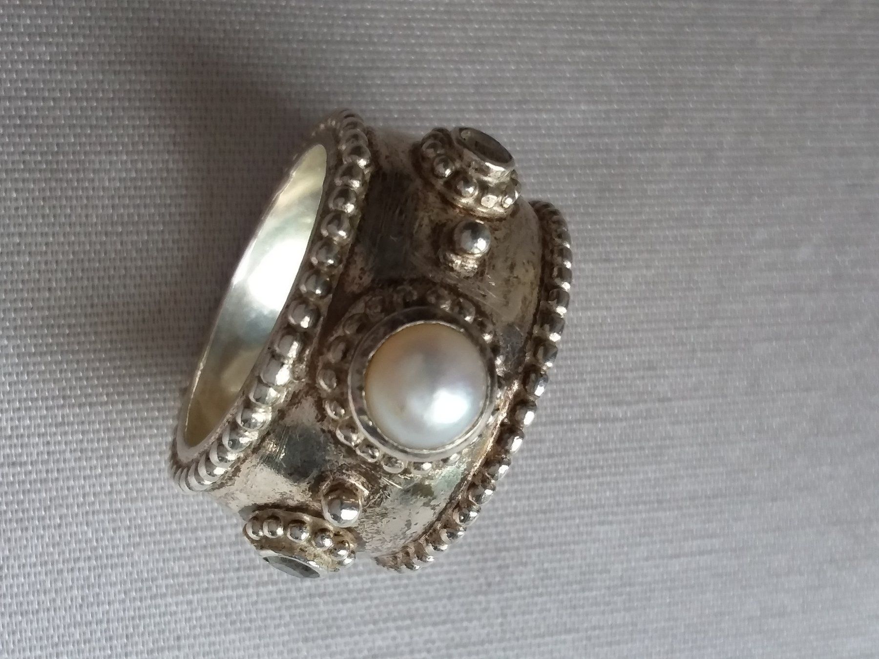 Anelli: Silberring 925 mit Perle & Mondsteinen Gr. 54 – Usato da Zürich venduto da Aleick 6