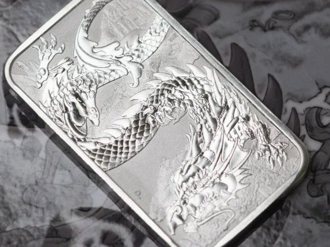 Métaux précieux: 1 Unze Silberbarren - Rectangular Dragon Drache 2023 – Neuf (Voir description) à Obergösgen par Prokofiev 2