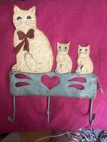 Wandhaken Katzen Design mit Herz für 3 Haken