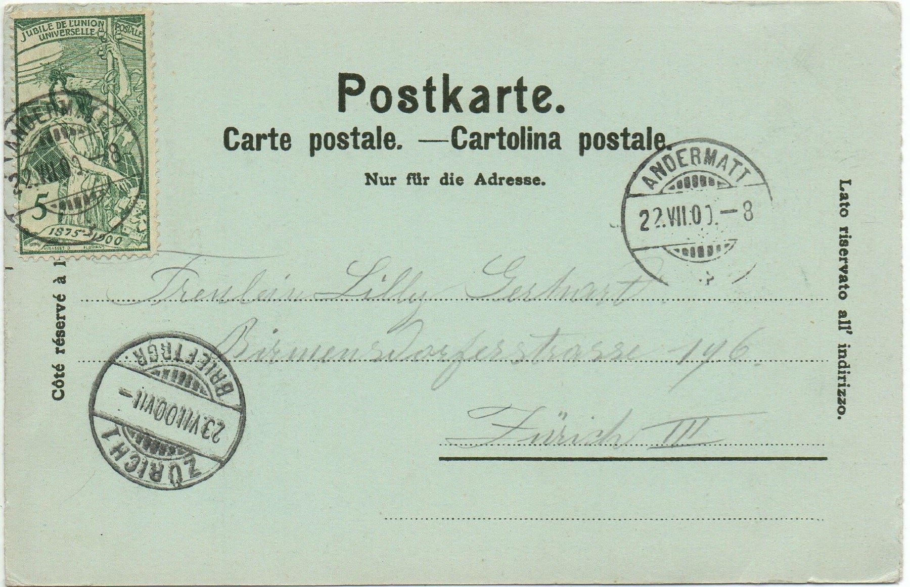 Cartes postales: Mondschein-LITHO Gruss aus Andermatt – D'occasion à Jona par philajona 1