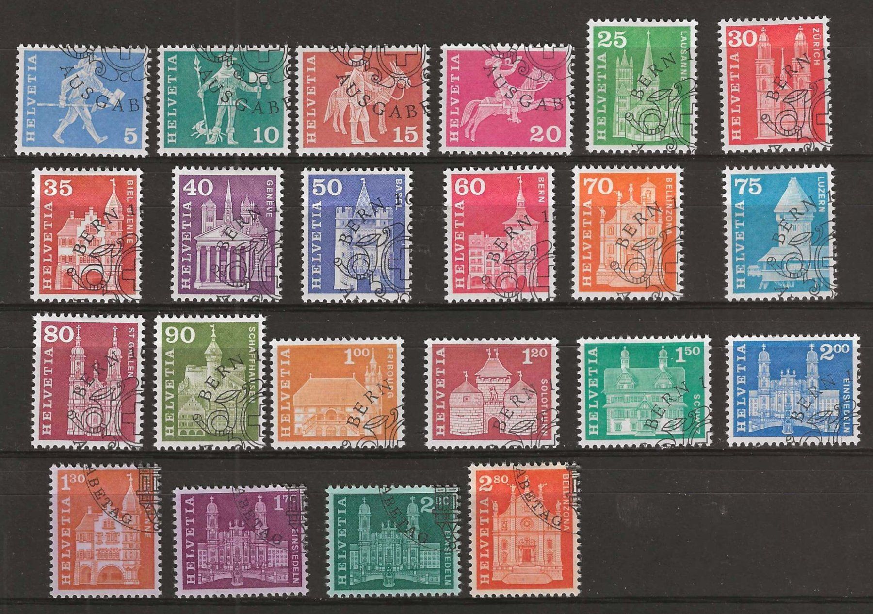 Tutti i francobolli: Steckkarte "Baudenkmäler" mit Ersttag Stempel – Usato da Gümligen venduto da Geniusbuy