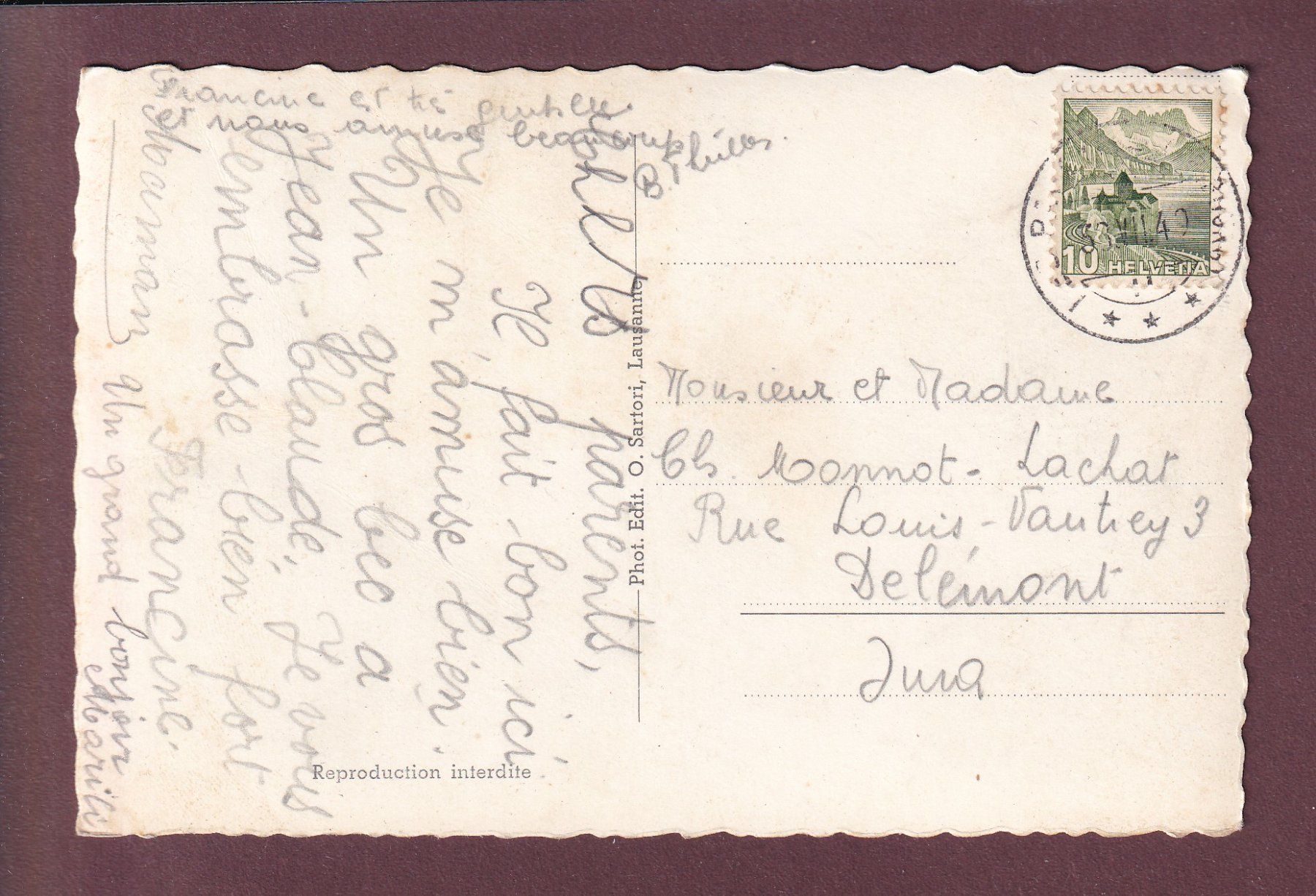 Cartoline postali: LAC DES JONCS - 1949 – Usato da Pully venduto da nicecards 1