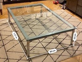 Table Le Corbusier en tube et verre 120cm x 80cm x 33cm