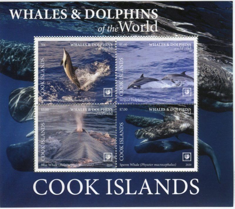 Alle Briefmarken: Block "Wale &  Delfine". Cookinseln – Neu und originalverpackt aus Basel von Butsch5