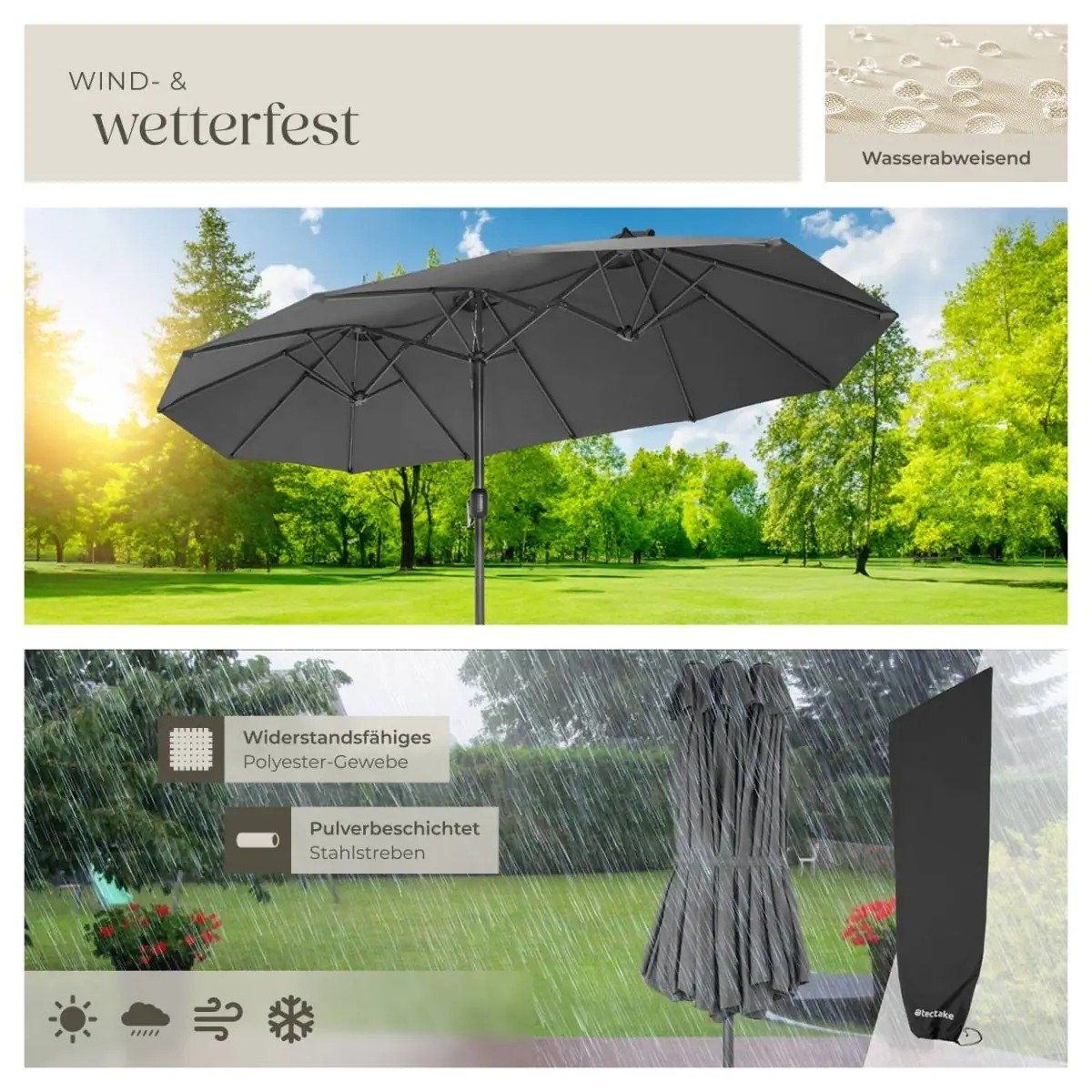 Sonnenschirme: Sonnenschirm 460x270cm mit 3 Winddächern ZENVARO – Neu und originalverpackt aus Lachen SZ von sw3zzy 3