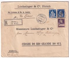 R.Brief von Zürich nach CIDADE DO RIO GRANDE DO SUL BRASIL.