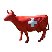 Sculpture vache XL drapeau suisse brillant - Offre spéciale