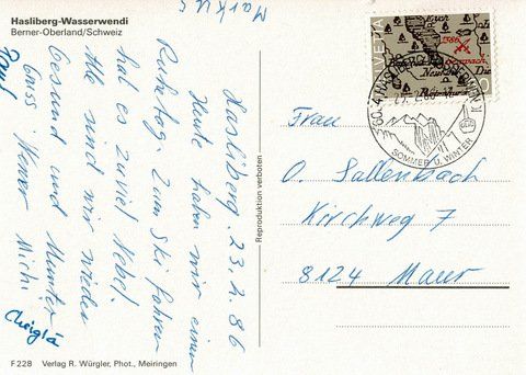 Cartoline postali: Ansichtskarte Hasliberg-Wasserwendi – Usato da Ebmatingen venduto da desalli 1