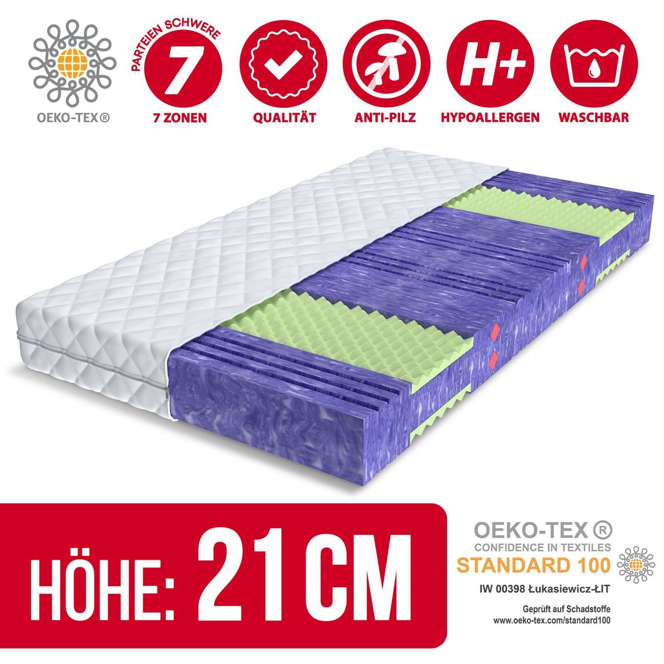 Matratzen: Matratze FLY - H4 - 21cm - 140x200cm – Neu und originalverpackt aus Wallenwil von toesstal-vertrieb