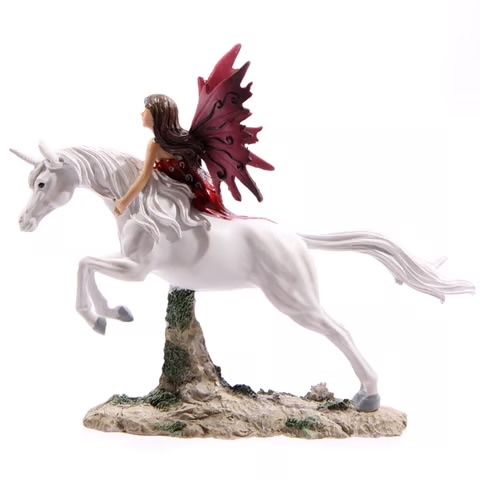 Statuette: Märchenfee auf springendem Einhorn - rot – Nuovo e nell'imballaggio originale da Menzingen venduto da fairy123 3