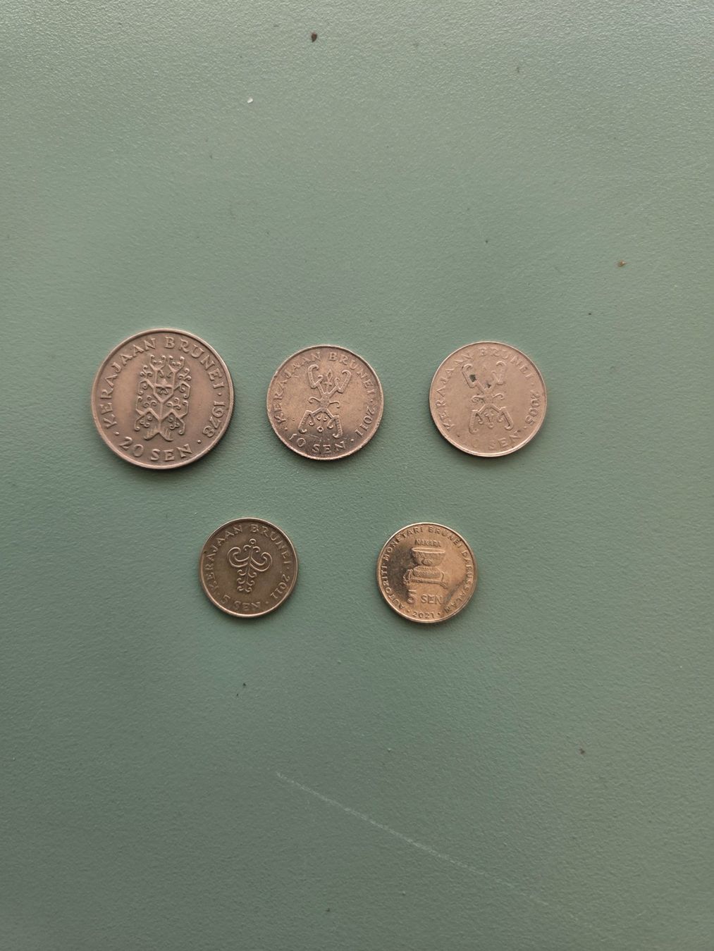 Tutti le monete: Brunei Cent 5 Stück 1 x 20 Cent ,2 x 10 Cent, 2 x 5 Cent – Usato da Zürich venduto da Apfeltorte 1
