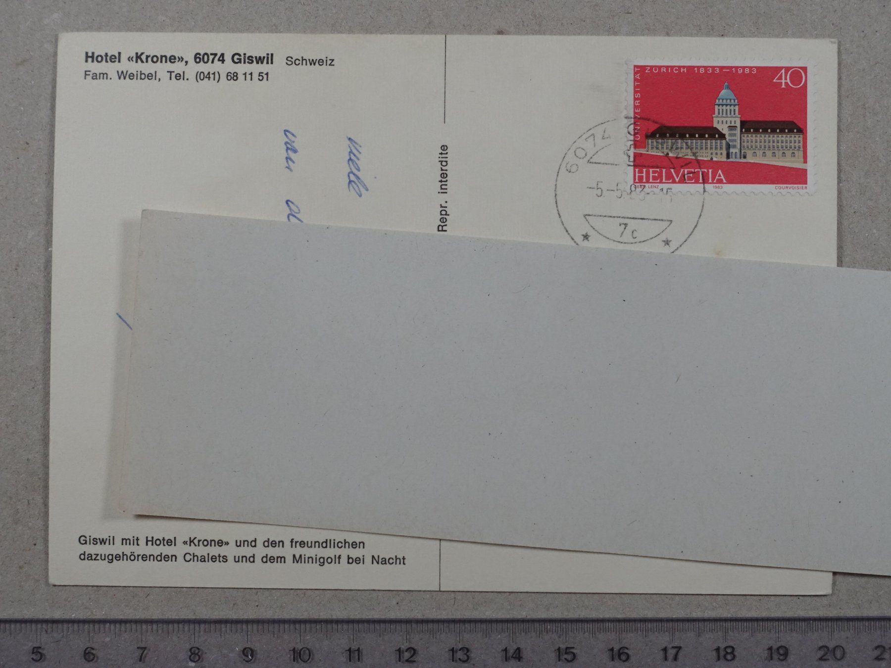 Ansichtskarten: Giswil, Hotel Krone, 1983 – Gebraucht aus Lenzburg von fh1 1