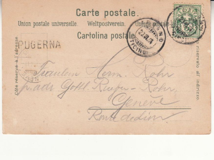Cartoline postali: Caprino 1904 mit Stabstempel Pugerna – Usato da Bürglen TG venduto da StampGraf 1