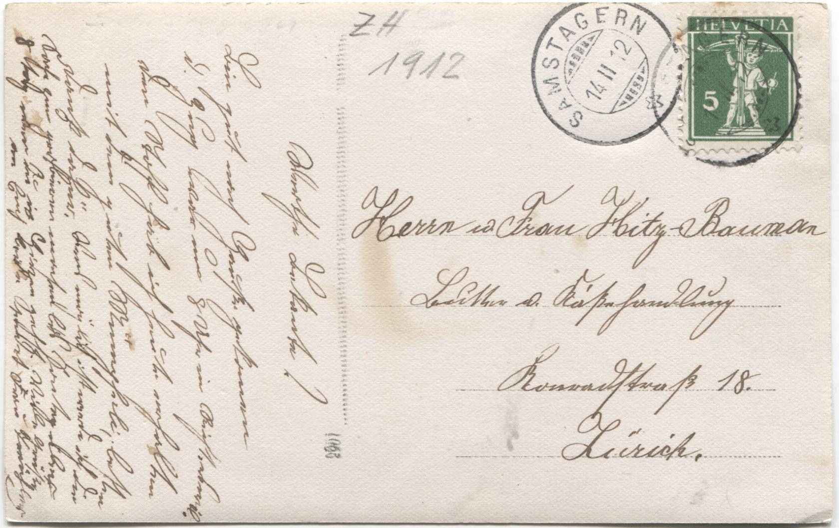 Cartoline postali: SAMSTAGERN ZH 1923 Sägerei? – Usato da Wil SG venduto da Clanx 1
