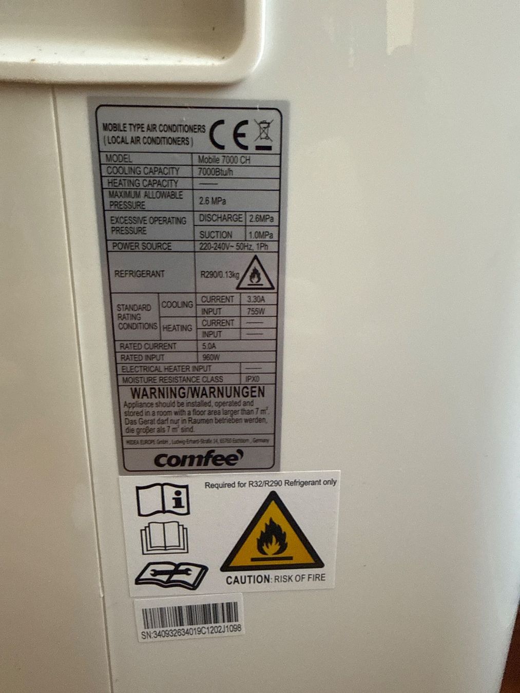 Condizionatori: Mobile Klimaanlage Comfee mit gratis Fensterkit! – Usato da Thalwil venduto da vernasm 6