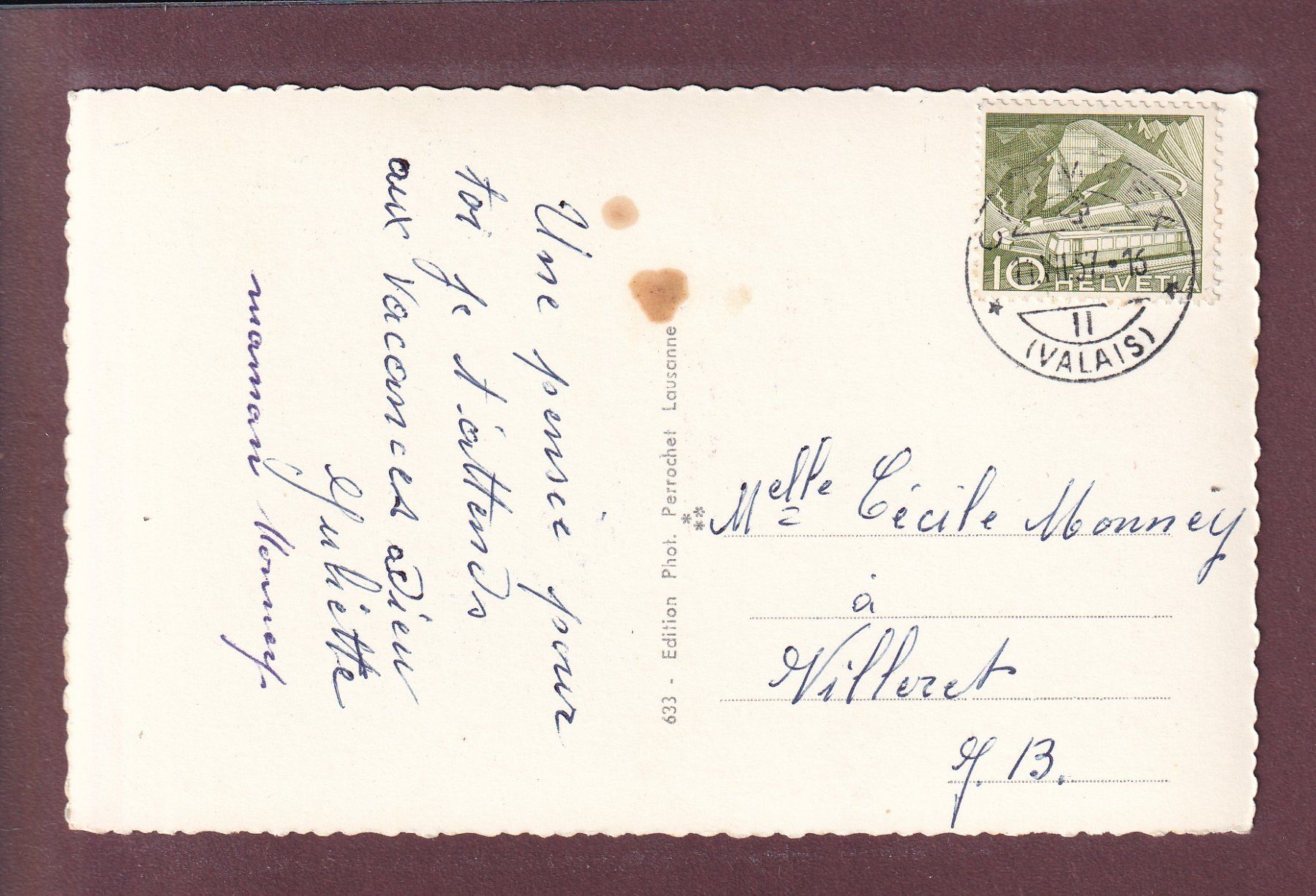 Cartoline postali: LAC CHAMPEX - 1957 – Usato da Pully venduto da nicecards 1