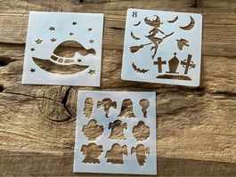 Neues 3er  Set Malschablonen Hexen, Gespenster, Halloween