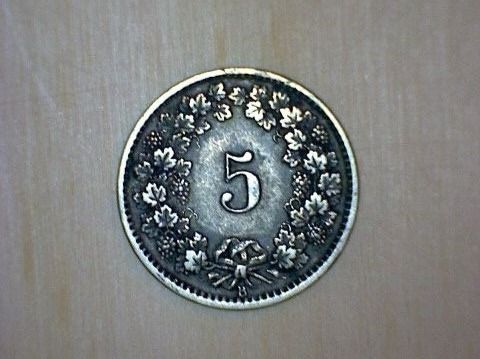 Tutti le monete: 5 Rappen 1877 – Usato da Pfungen venduto da Aguti77