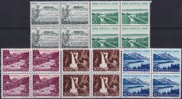 1954, Pro Patria, B66-B70 Viererblöcke postfrisch, Kat: 80.-