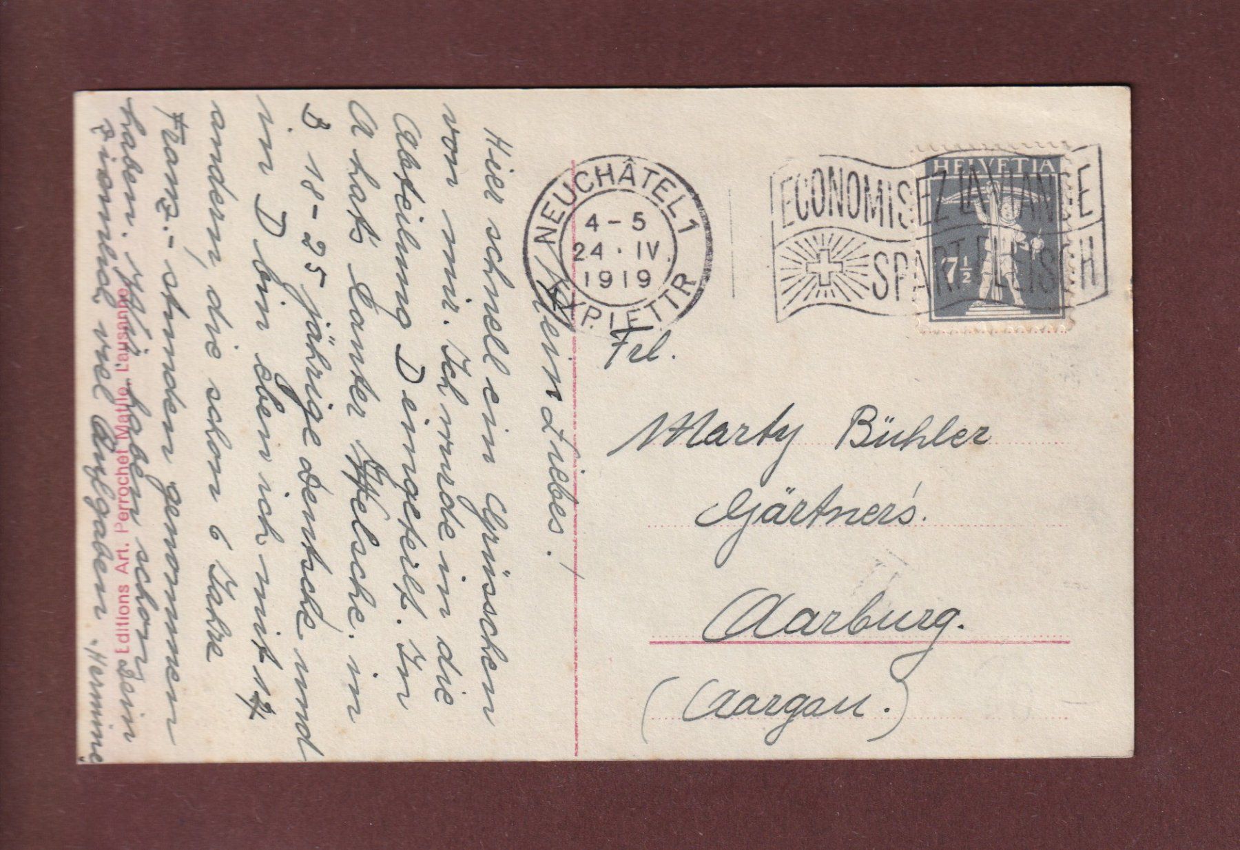 Ansichtskarten: NEUCHÂTEL - Place Pury - Tram - 1919 – Gebraucht aus Pully von nicecards 1