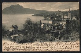 Weggis, Ortsansicht mit Pilatus und Vier